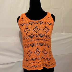 Vibrant Orange Embellished Cropped Tank Top